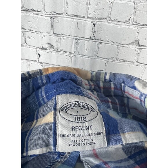 Brooks Brothers Regent Patch Work Plaid Men Large Long Sleeve Button Down Shirt - Picture 9 of 9